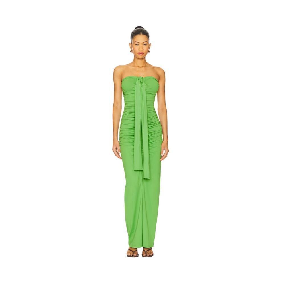 NWT Susana Monaco Center Gathered Tie With Slit Dress Teal St. Tropez Small